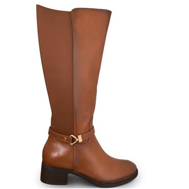 SUSST WOMENS ZIP HIGH LEG BOOT - TAN